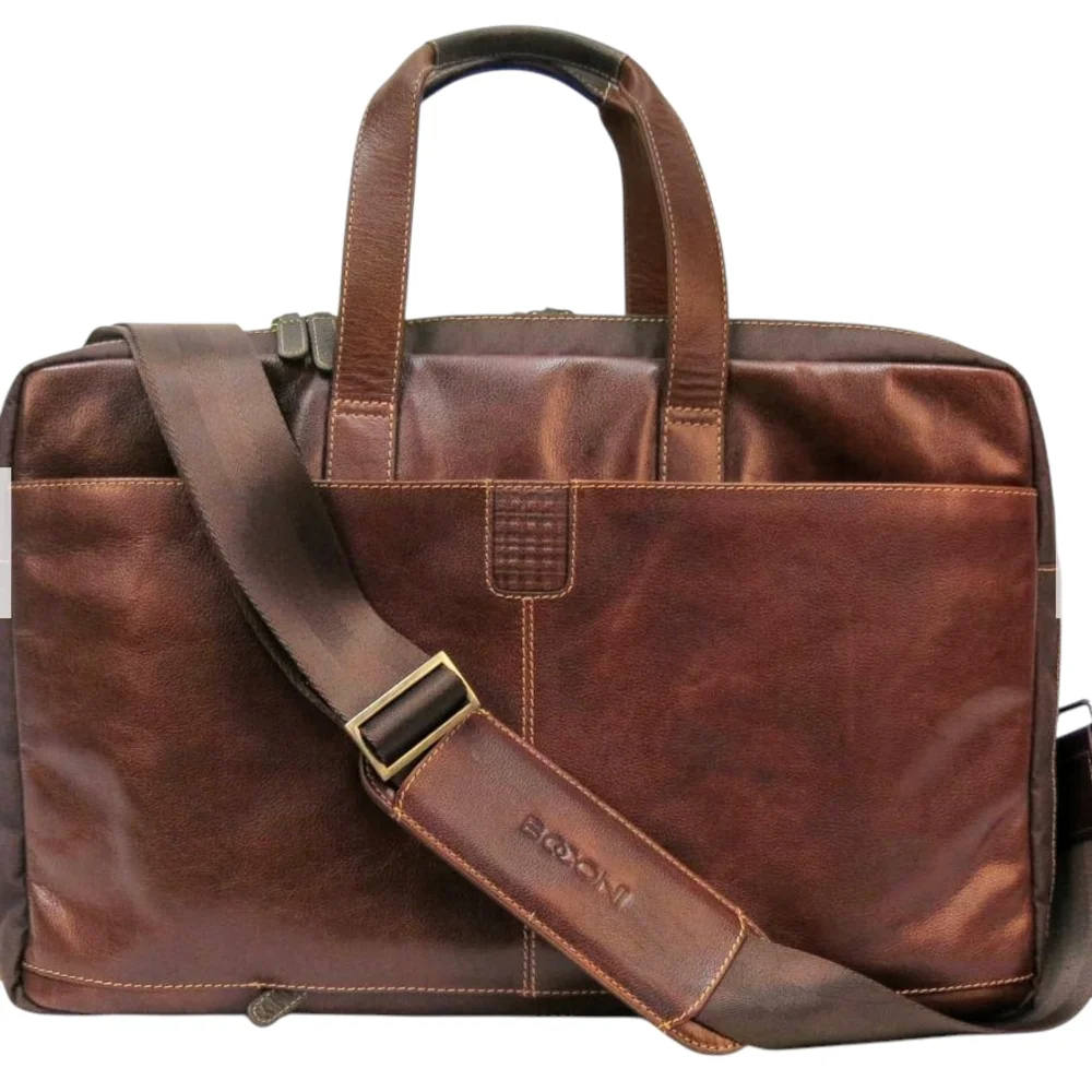 BOCONI GRATH LEATHER ALL IN ONE SUITCASE, LAPTOP, CARRY, ADJUSTABLE STRAP BAG